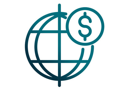 icon of globe with dollar sign