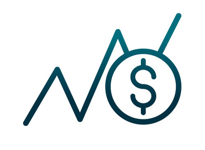 graph icon in upward trend with dollar bill sign