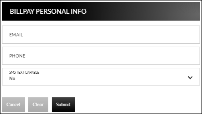 Bill pay personal information form